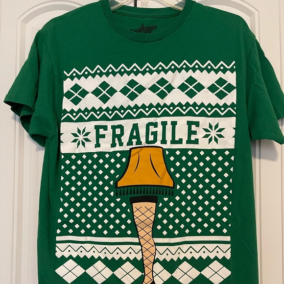 Tops - Green Graphic T-Shirt with Unique Design Leg lamp from Christmas Story